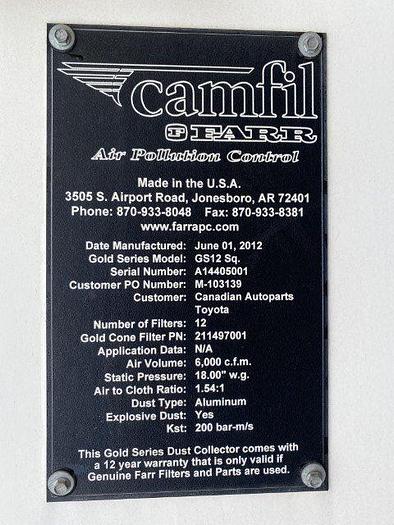 Used Camfil Farr GS12 Dust Collector