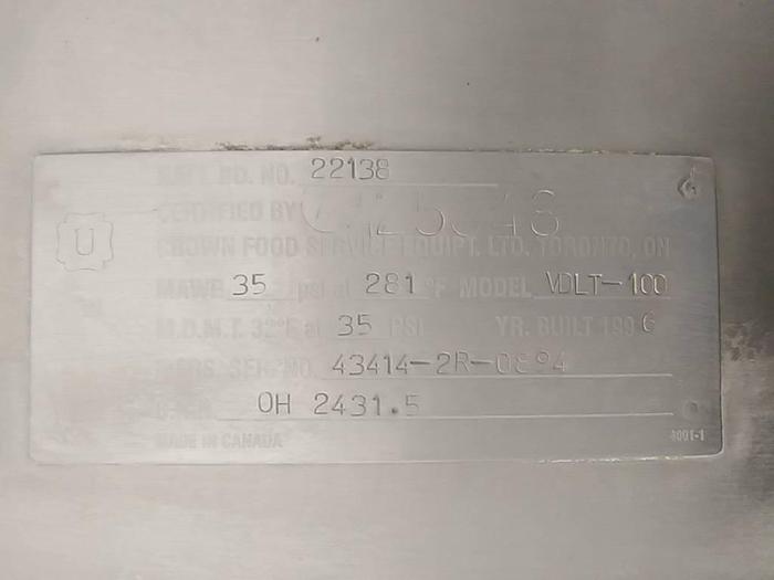 Used Vulcan 100 Gallon Steam Kettle