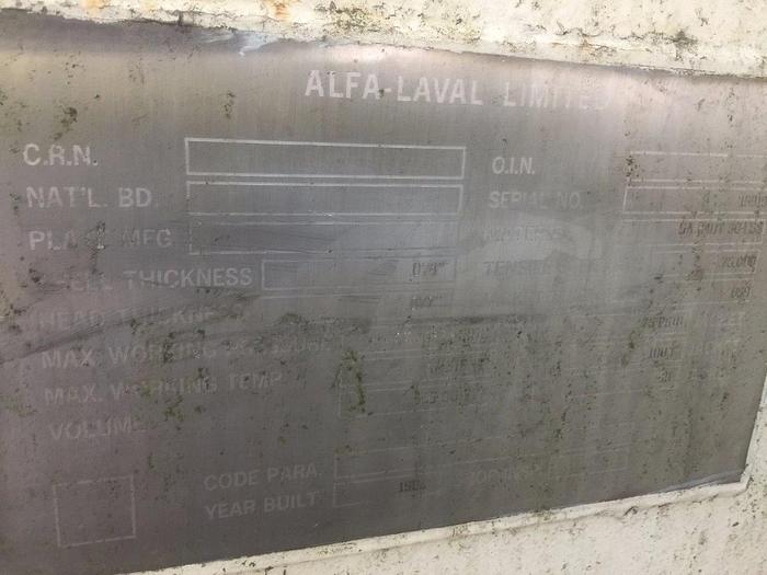 Used Alfa Laval 6,000 Gallon SS Insulated Dairy Tank