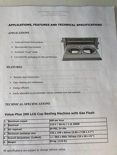 Used Value-Plus 200 LCG Two-Cup Sealer