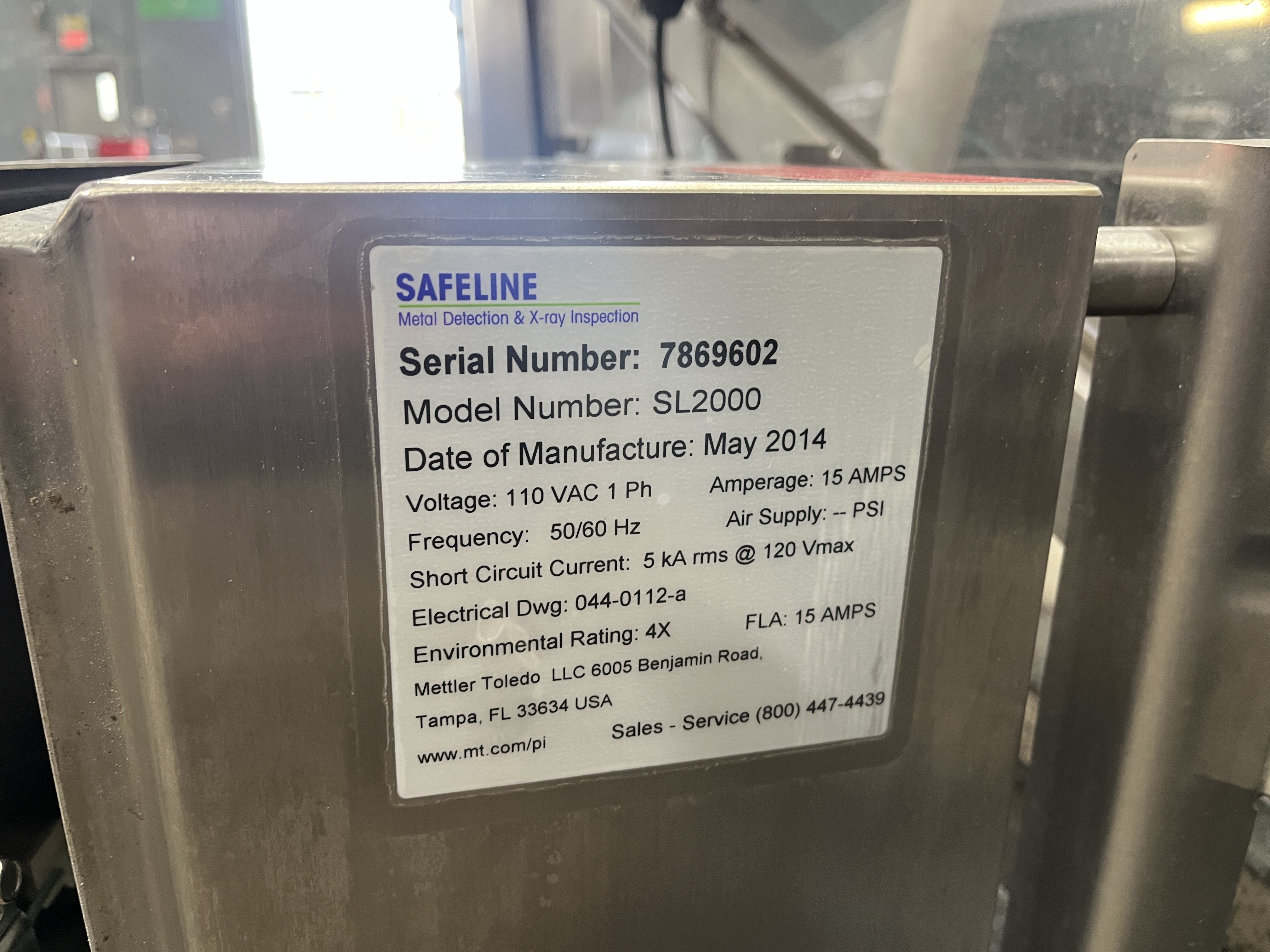 Used SafeLine Incline Conveyor Metal Detector