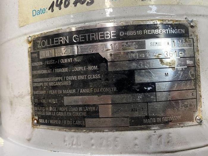 Used Stober Induction Motor with Zollern Winch Gearbox