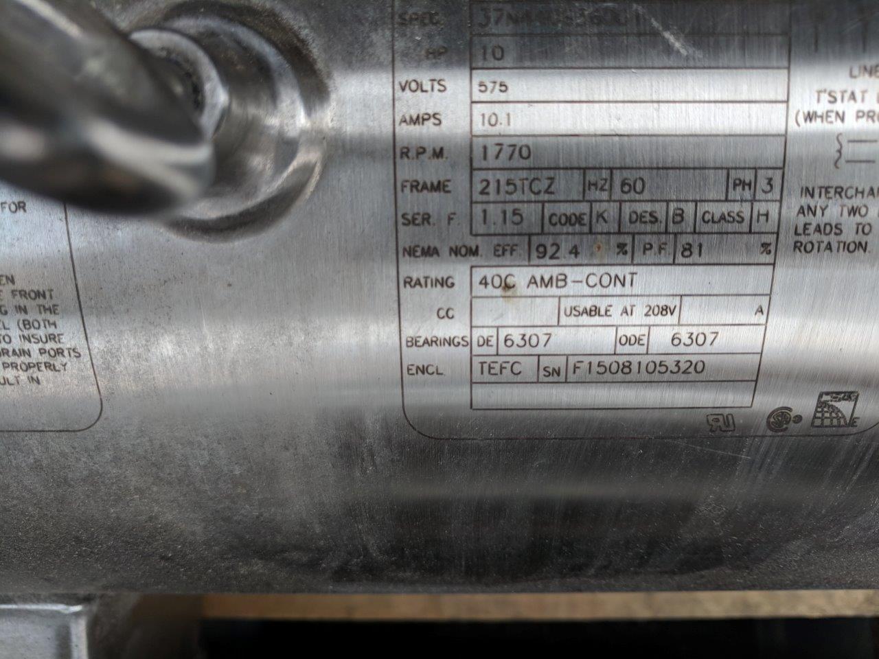 Used Baldor 10hp Washdown Motor