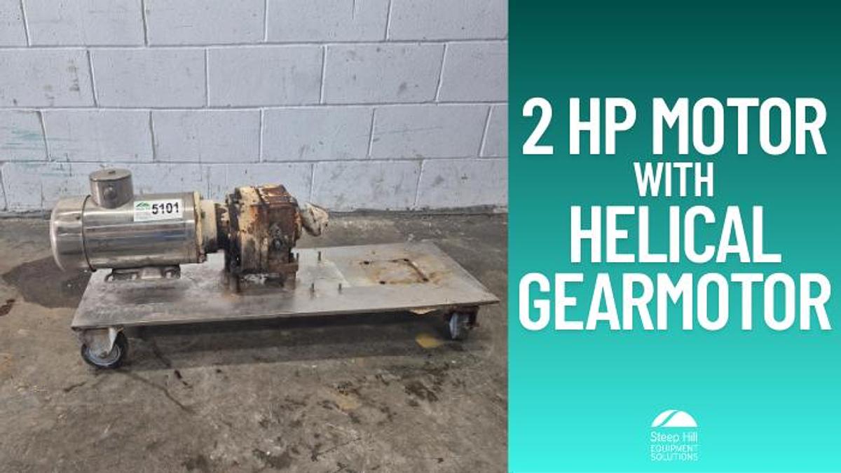 Used Teco-Westinghouse Washdown Electric Motor w/ Helical Inline Gearmotor