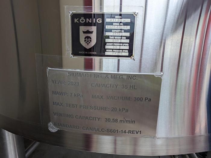 König 35HL Brew Tanks with Load Cells