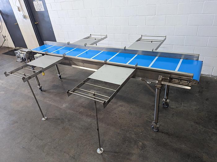 Used Custom 10' Conveyor with Removable Packaging Tables