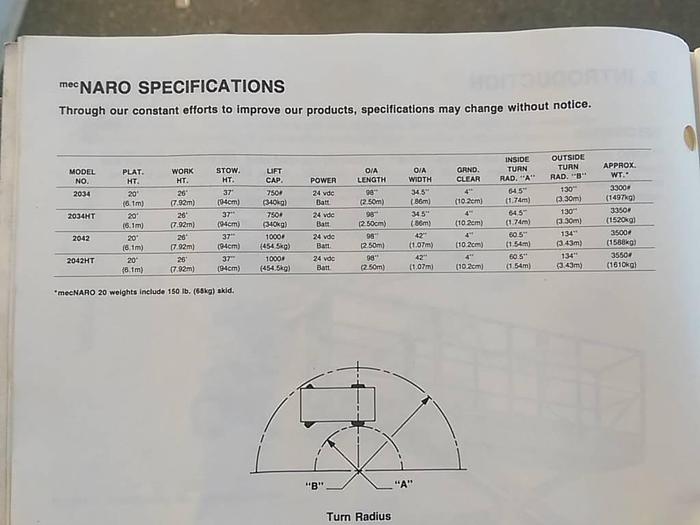 Used MEC Naro 2034HT Scissor Lift