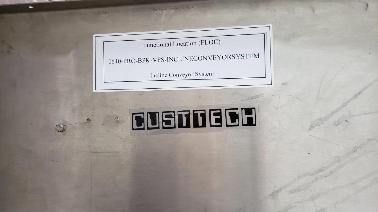 Used Custtech 60° Incline Infeed Conveyor