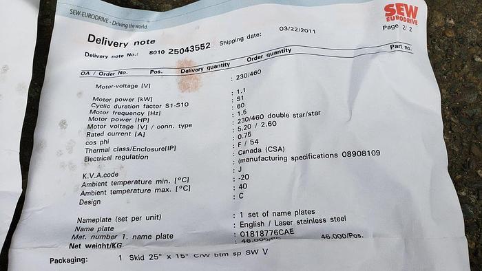 Sew-Eurodrive SAF67 Helical-worm Gear Motor