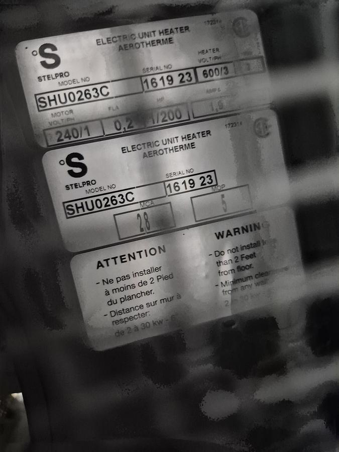 Used Dual Unit Heater System w/ Thermostat & C02 Detector 