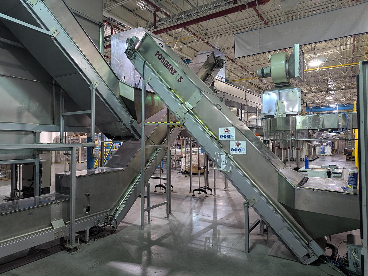 Used Posimat Bottle Silo and BI-N-35 Unscrambler