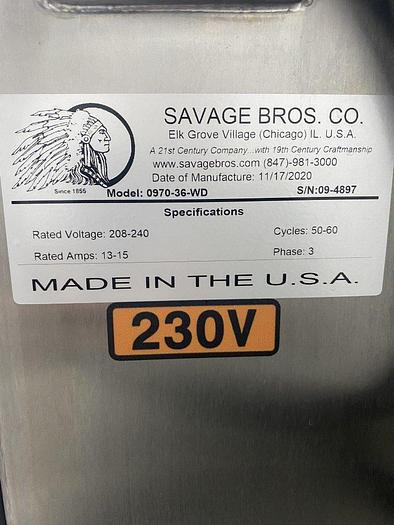 Used Savage Bros Chocolate Melter & Temperer 0970-36-WD 450lb / 200kg