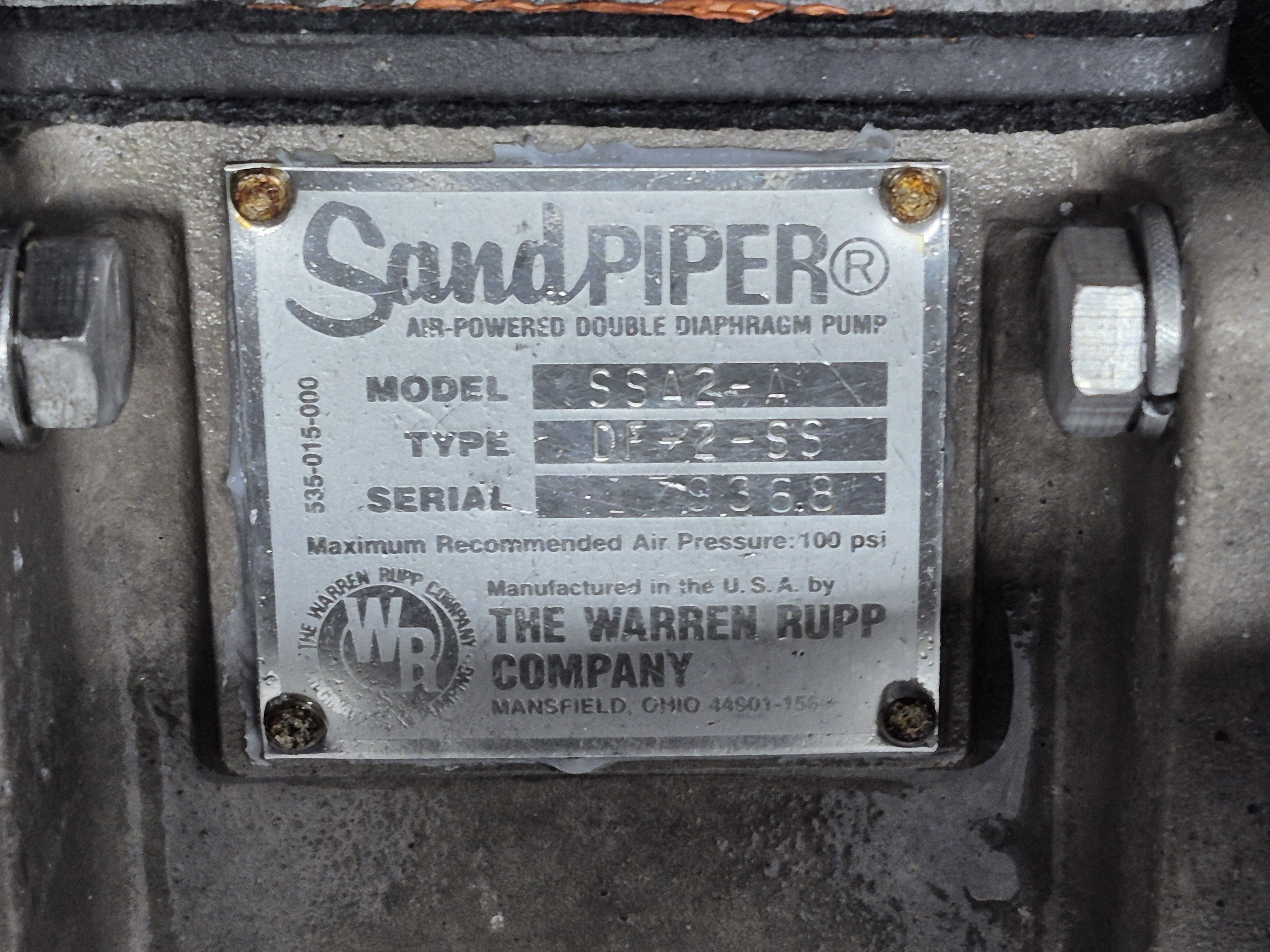 Used Sandpiper Air-Powered Double Diaphragm Pump