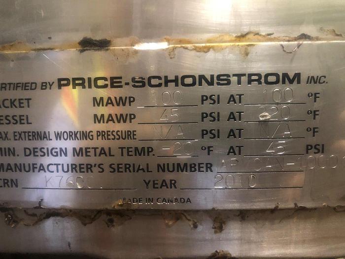 Used 10,000L Glycol-Cooled Jacketed Tank