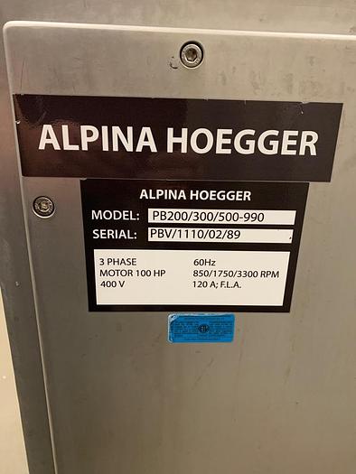 Used Alpina Hoegger 200L Bowl Cutter with Buggy Lift
