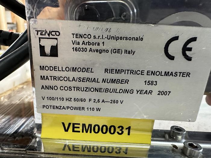 Used Tenco ENOLMASTER Vacuum Bottling Machine