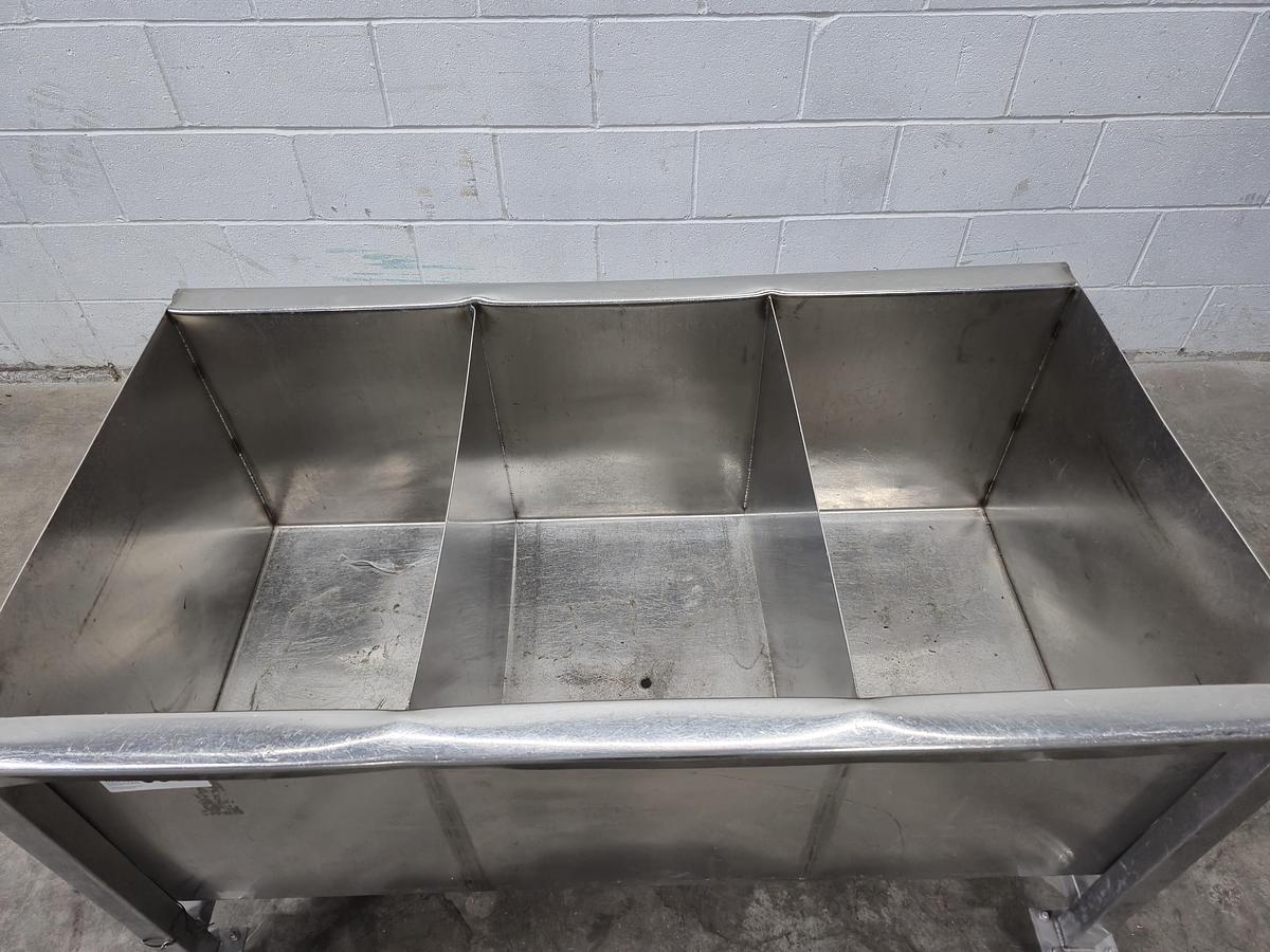 Used 3-Compartment Stainless Steel Mobile Soaking Tank & Utility Cart