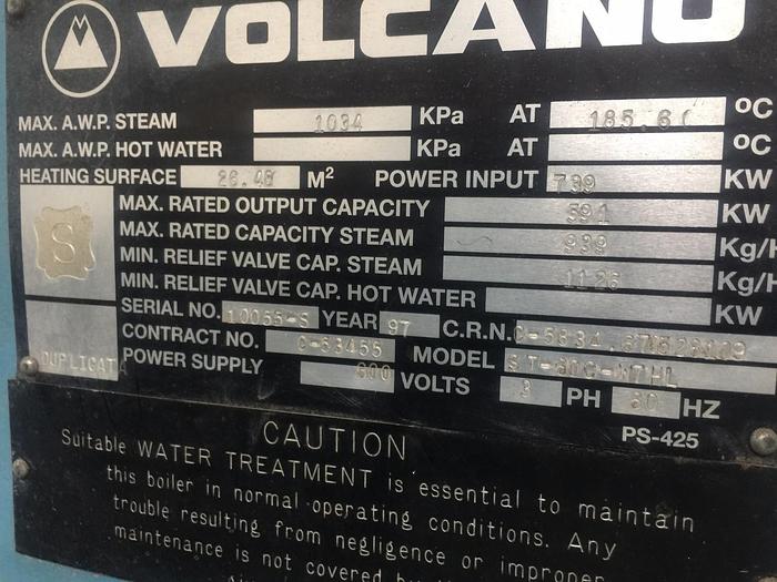 Used Volcano Low Pressure Steam Boiler
