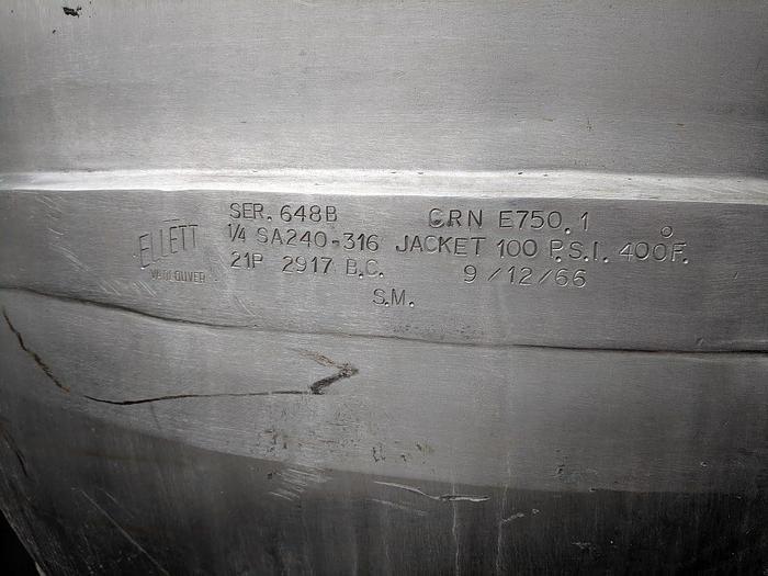 Used 400 Gal Jacketed SS Pressure Vessel