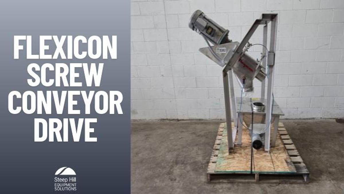 Used Flexicon Stainless Steel Flexible Screw Conveyor Drive & Charging Adapter Assembly