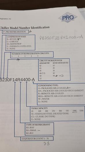 Used PRO Refrigeration Chiller System