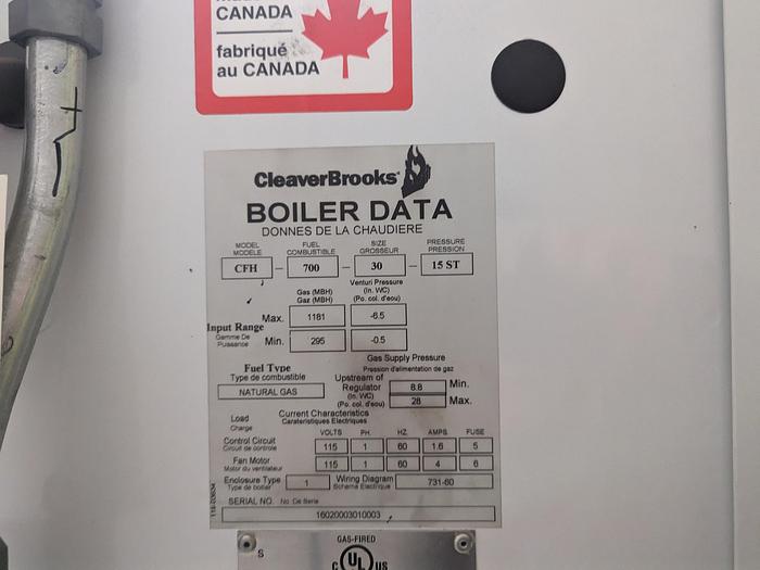 Used Cleaver Brooks 30 HP Low Pressure Steam Boiler