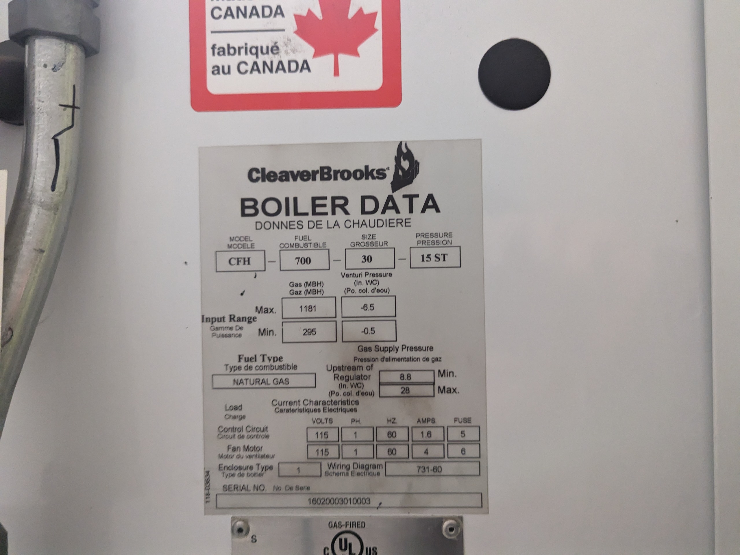 Used Cleaver Brooks 30 HP Low Pressure Steam Boiler