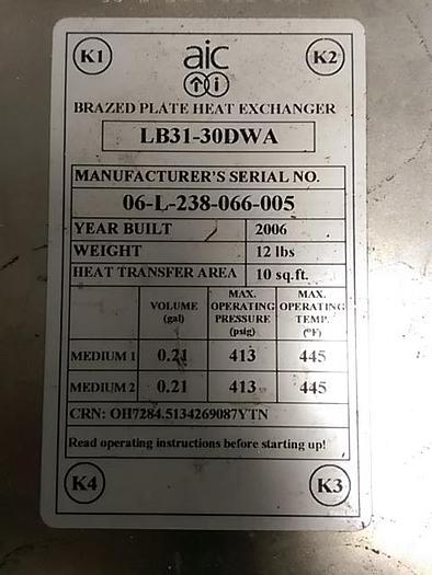 Used AIC Brazed Plate Heat Exchanger