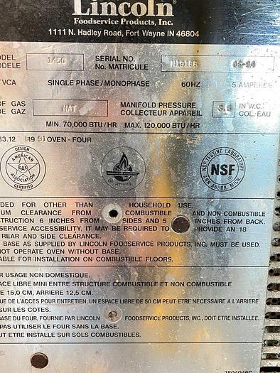 Used Lincoln 1490 Impinger® Conveyor Gas Ovens