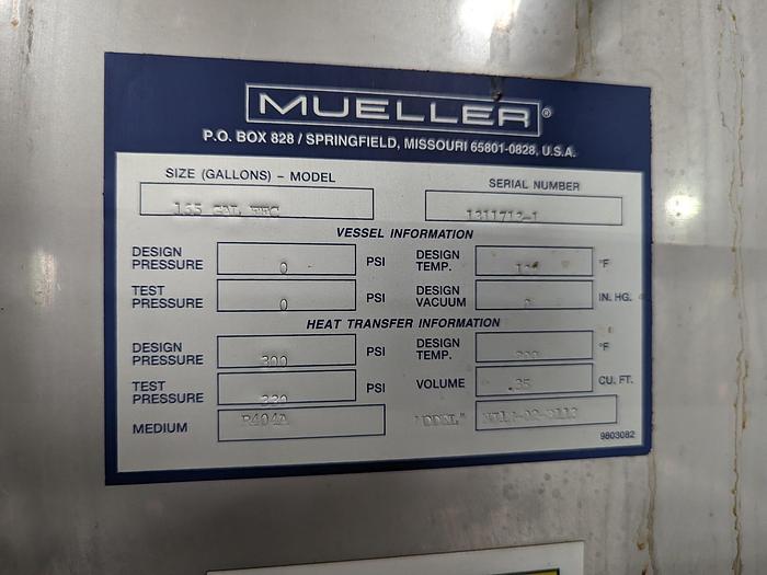 Used Mueller Falling Film Chiller with Condensing Unit