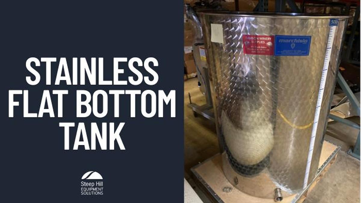 Used Marchisio 500L Stainless Flat Bottom Tank