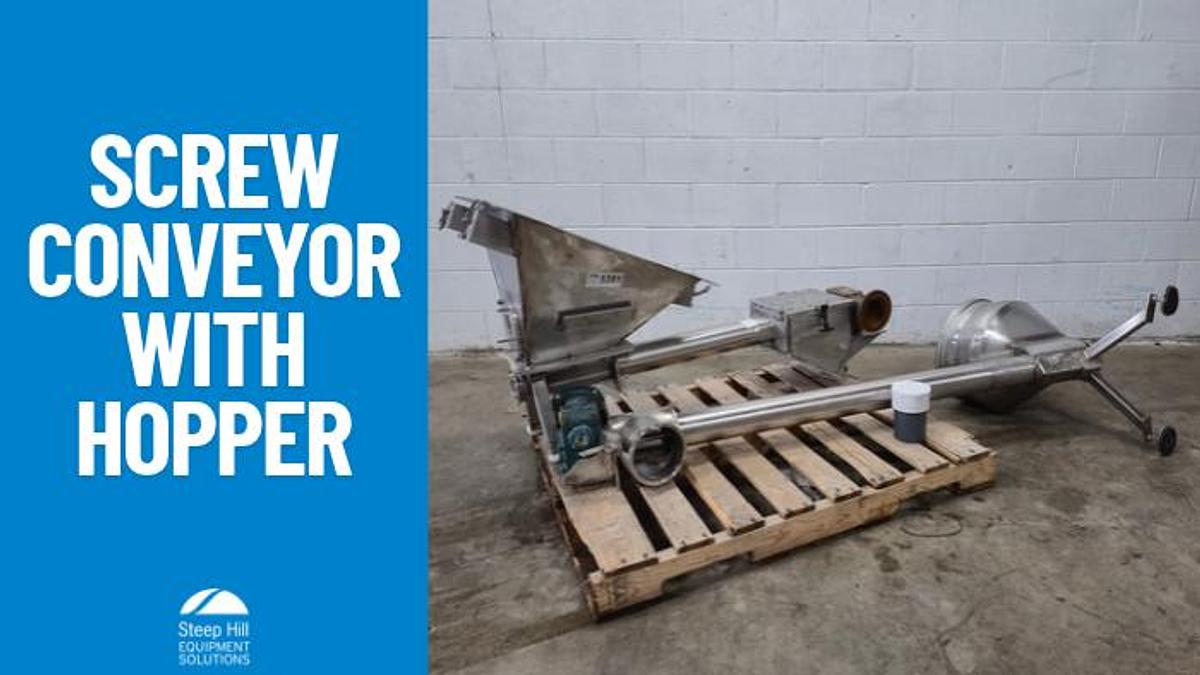 Used Stainless Steel Sanitary Screw Conveyor with Hopper and Drive Motor