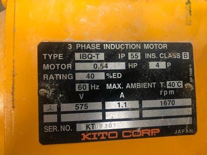 Used Kito ER015 1.5 Tonne Chain Hoist