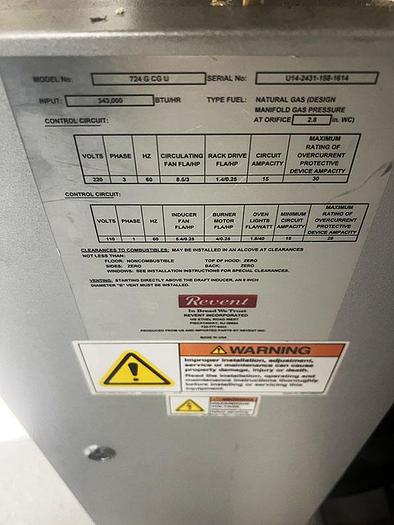 Used Revent 724 G Double Rack Gas Oven