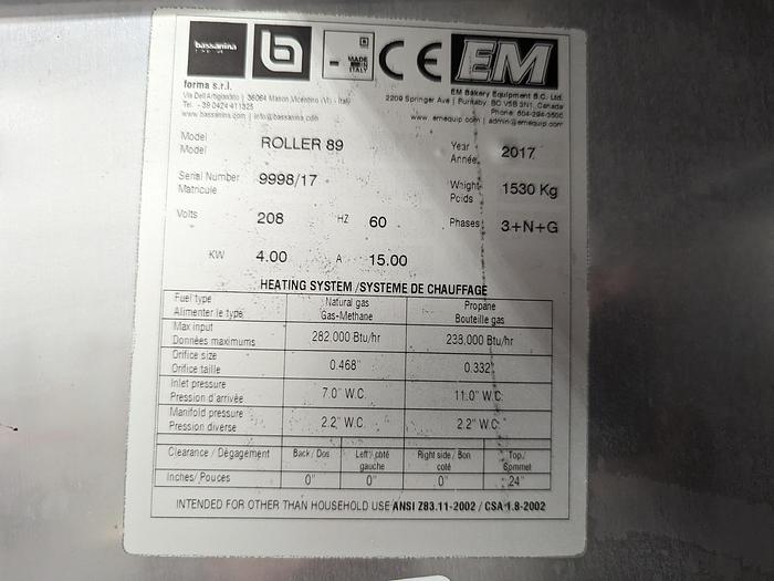 Used Bassanina Roller 89 Ovens