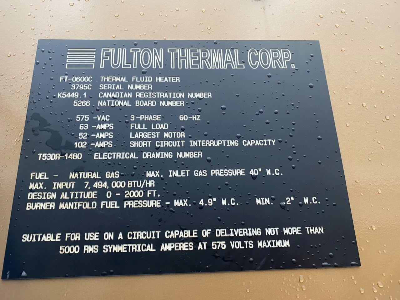 Used Fulton FT-0600C Thermal Fluid Heater