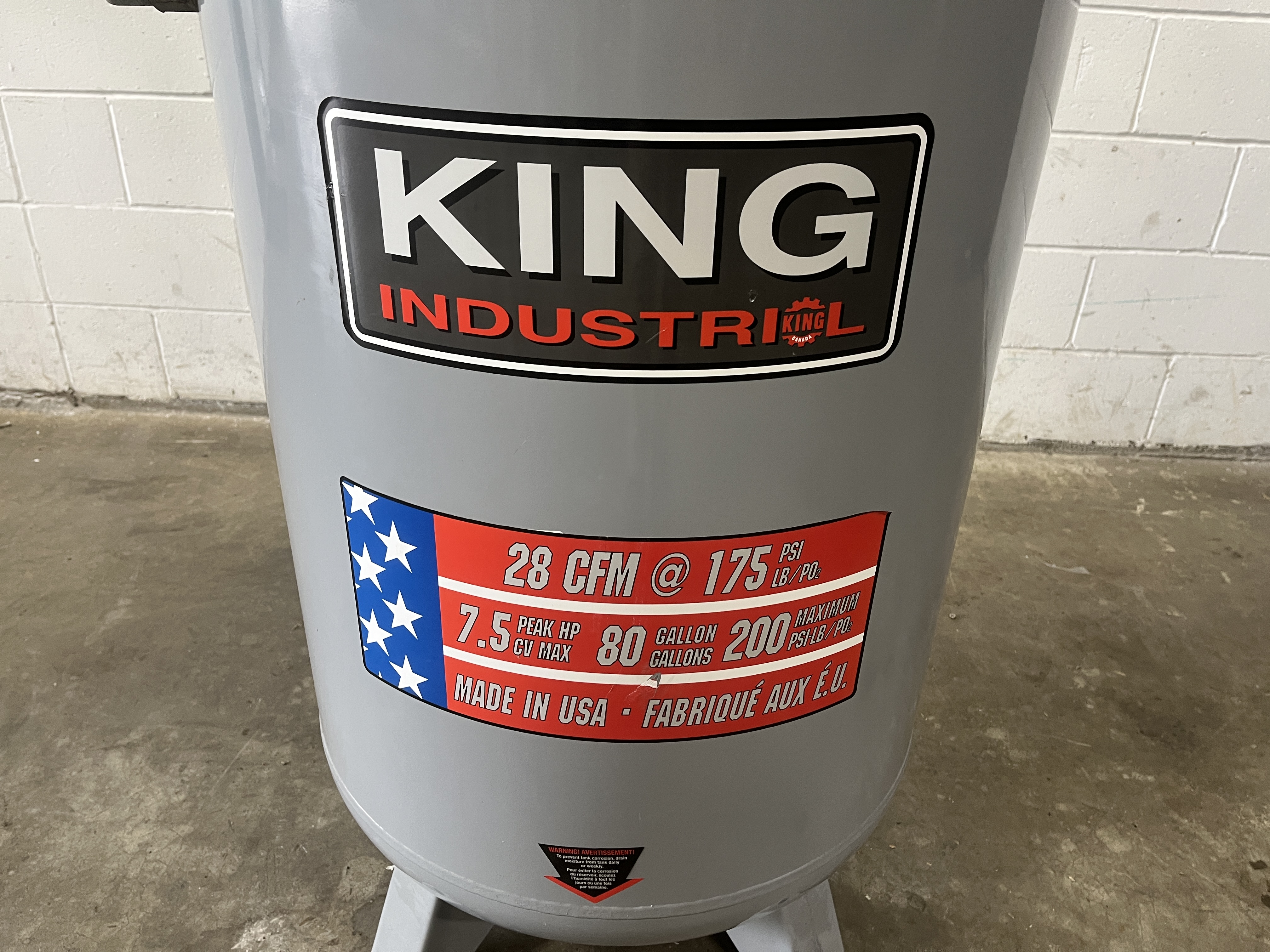 Used King 7.5hp Vertical Air Compressor