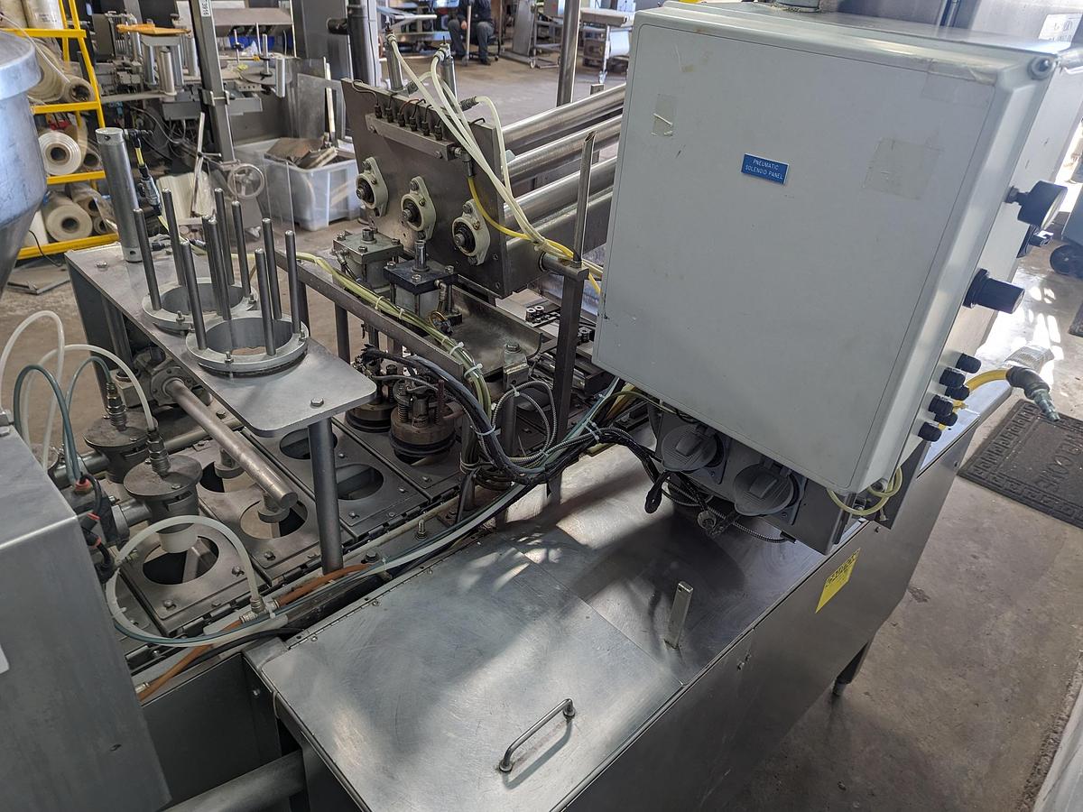 Used Modern Packaging 2 Lane Cup Filler