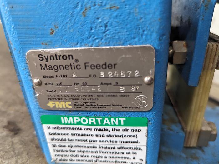 Used Syntron FT01A Magnetic Vibratory Feeder