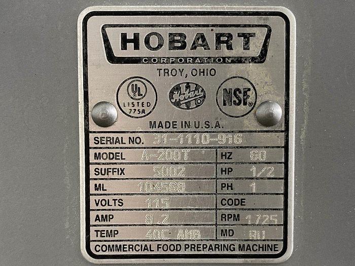 Used Hobart A-200T Planetary Mixer