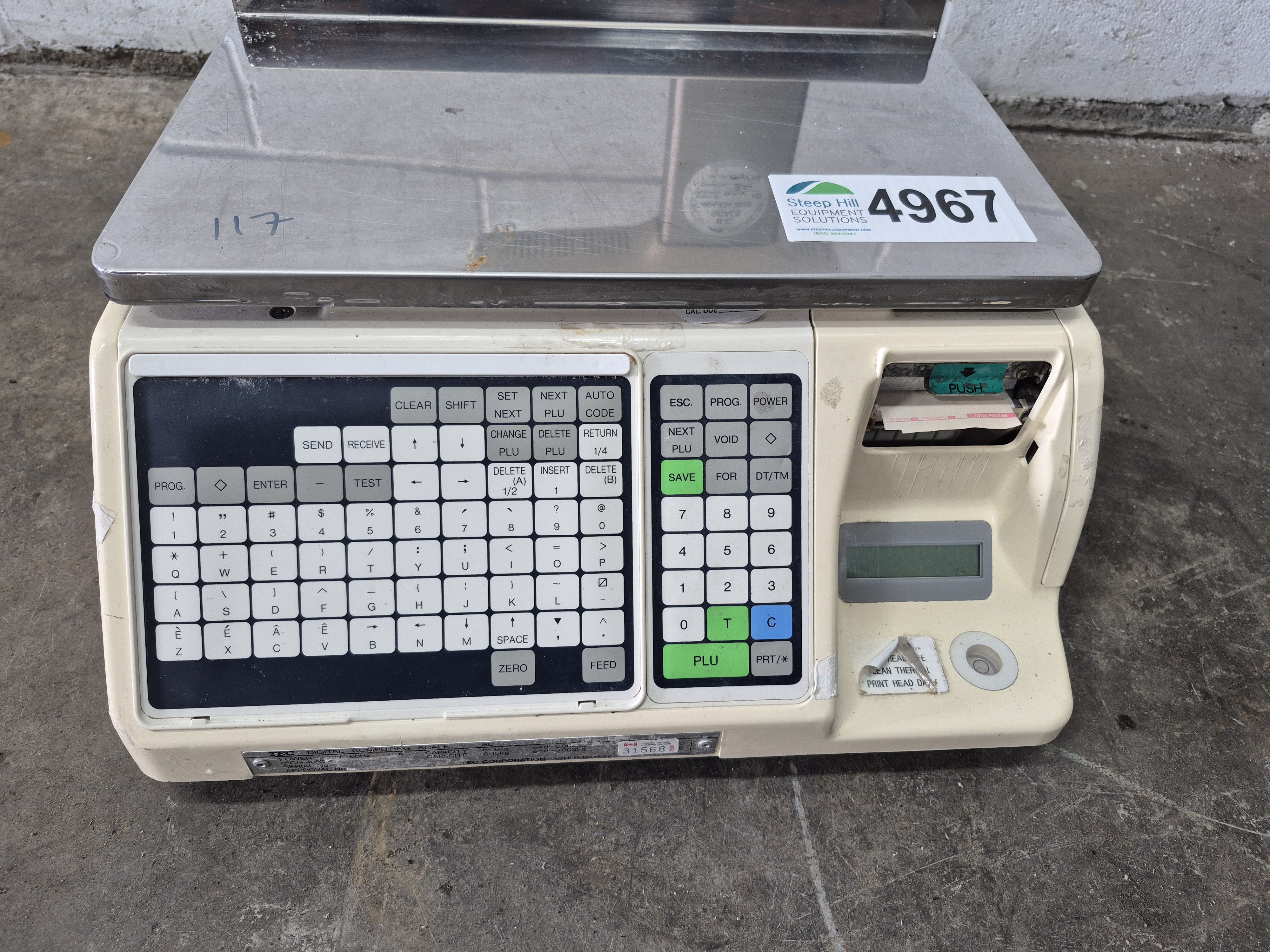 Used TEC Digital SL-9000 Label Printing Scale