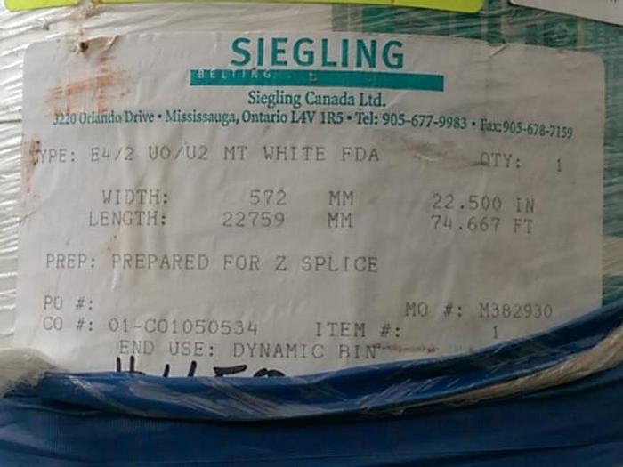 Used White 22.5” Wide Conveyor Belting