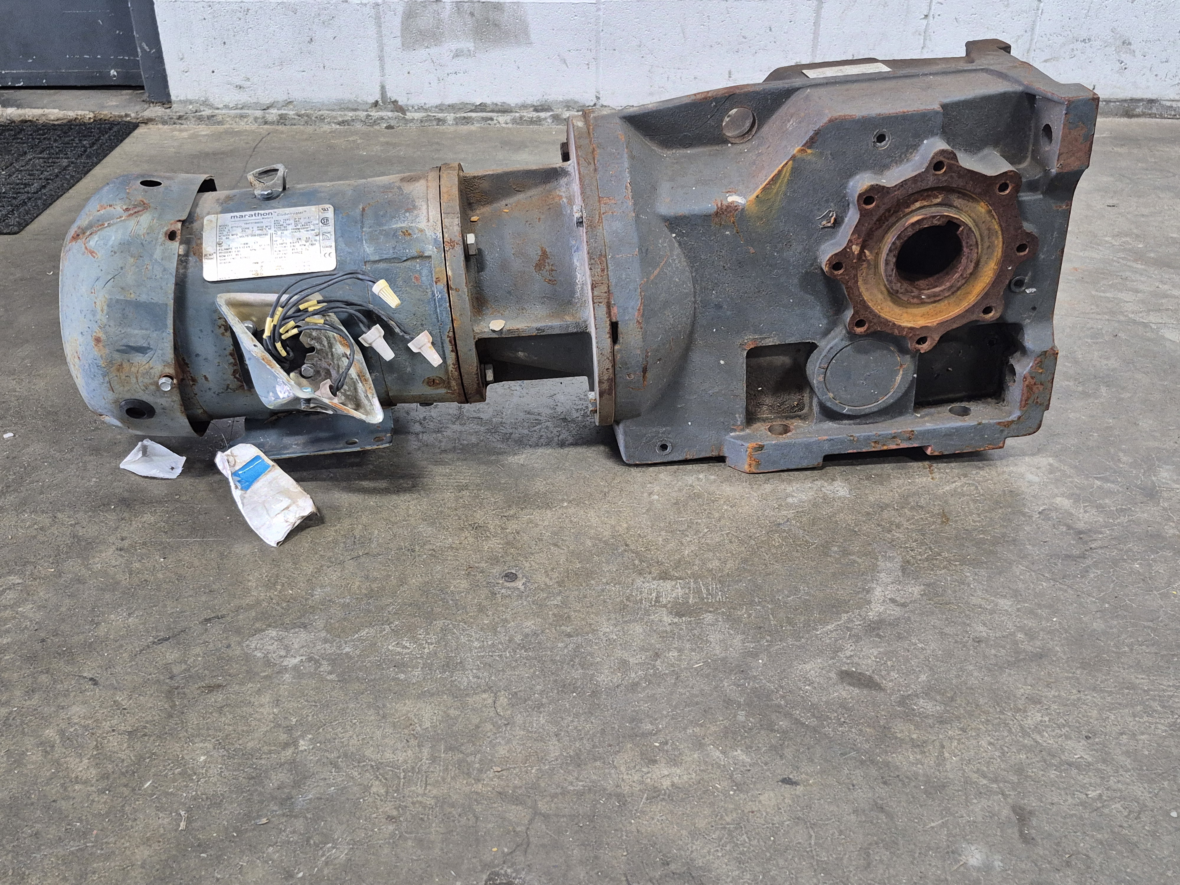 Used Marathon 5 HP Motor with Gear Reducer 