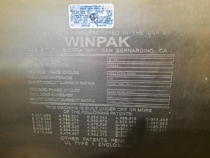 Used Winpak W-18 Pouch Machine