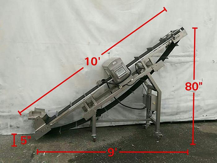 Used Safeline Metal Detector on 80" high Incline Conveyor