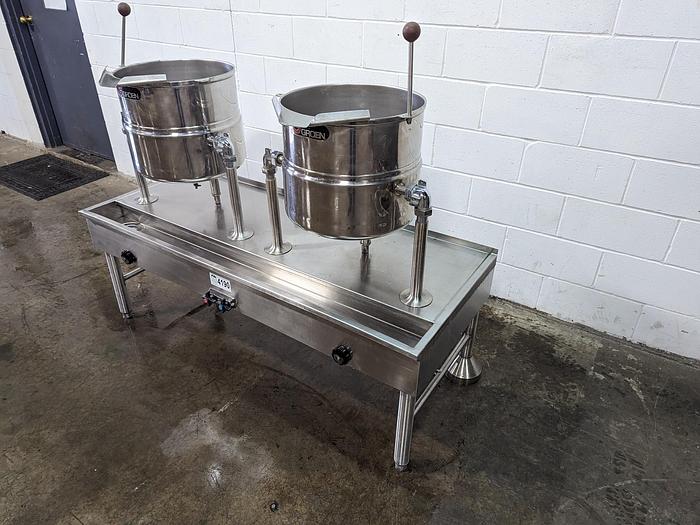 Used Groen Twin 10 Gallon Tilting Kettles