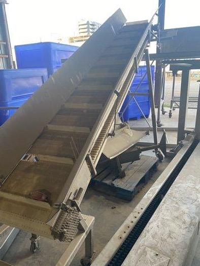 Used 13'L Cleated Incline Conveyor