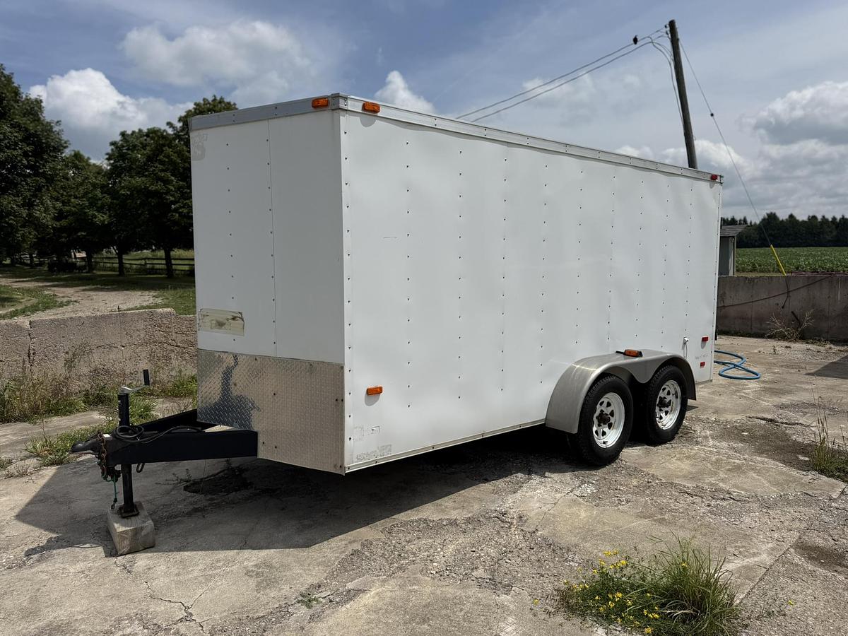 Used Nighthawk 14' Enclosed Trailer, Barn Doors, Side Door, 2,500lbs axles