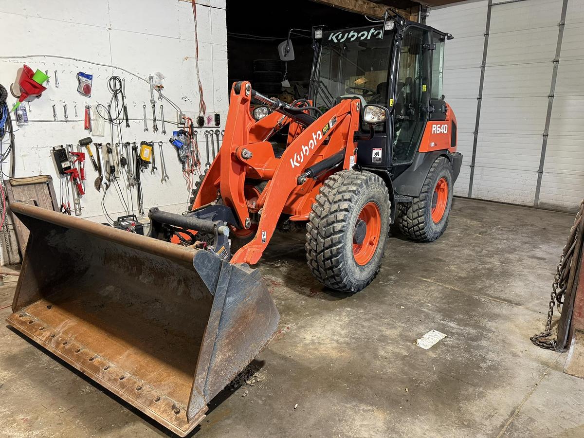 Used 2022 Kubota R640 Wheel Loader, Cab, Hyd. Bucket, 500 Hours