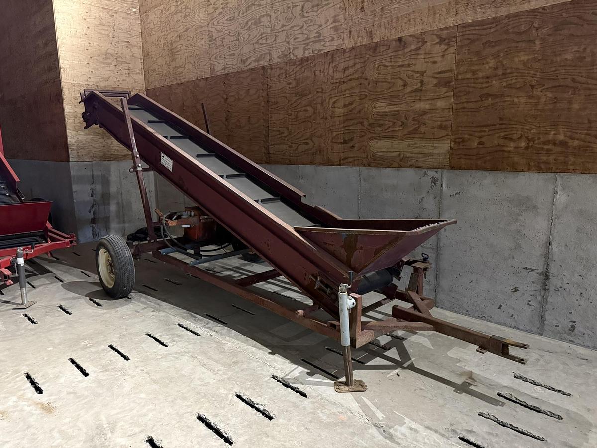 Used Alliston Machinery 15' Elevator Conveyor, Hyd. Drive, On Board Gas Engine